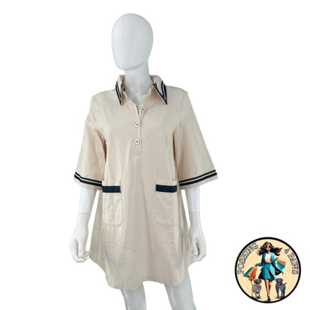 Pomander Place NEW Gardenia Hart Cotton Preppy Collared Mini Shirt Dress Size L - Picture 4 of 8